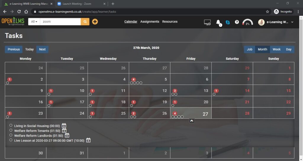Student lesson access