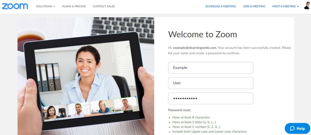 Zoom sign in screen