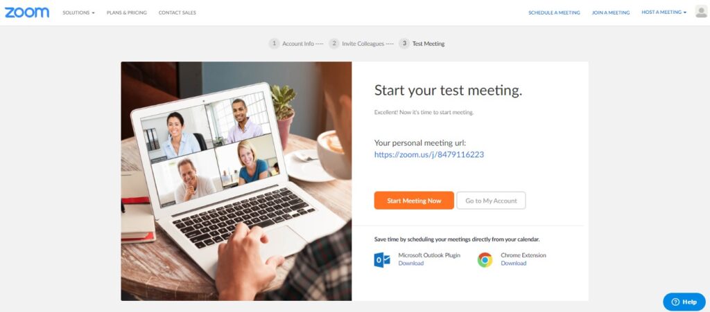 Zoom test meeting screen