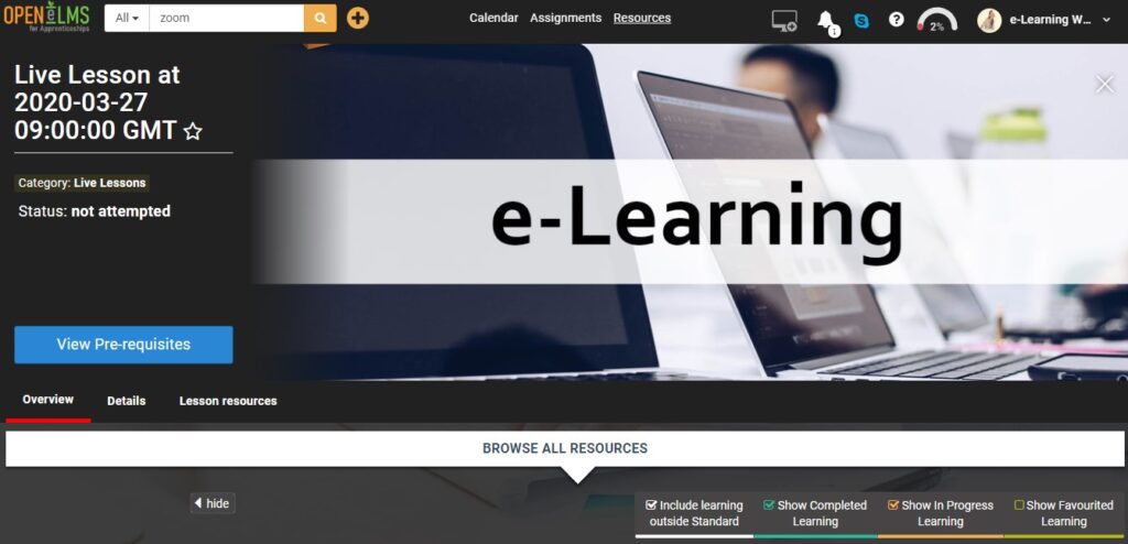 Student lesson details