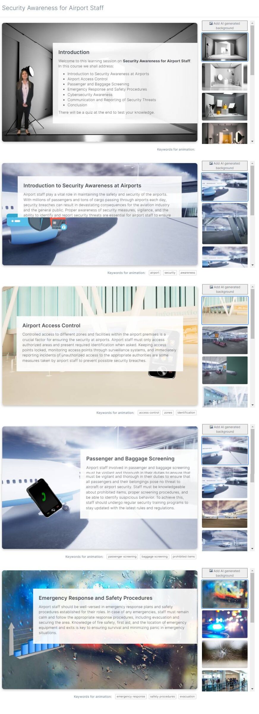 Preview of AI generated elearning
