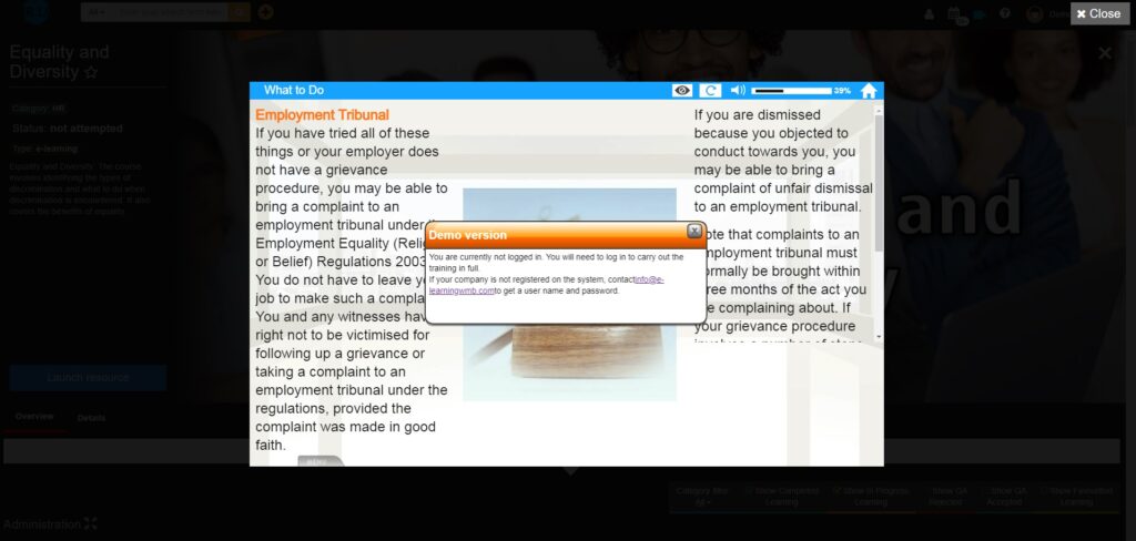 Demo version of elearning