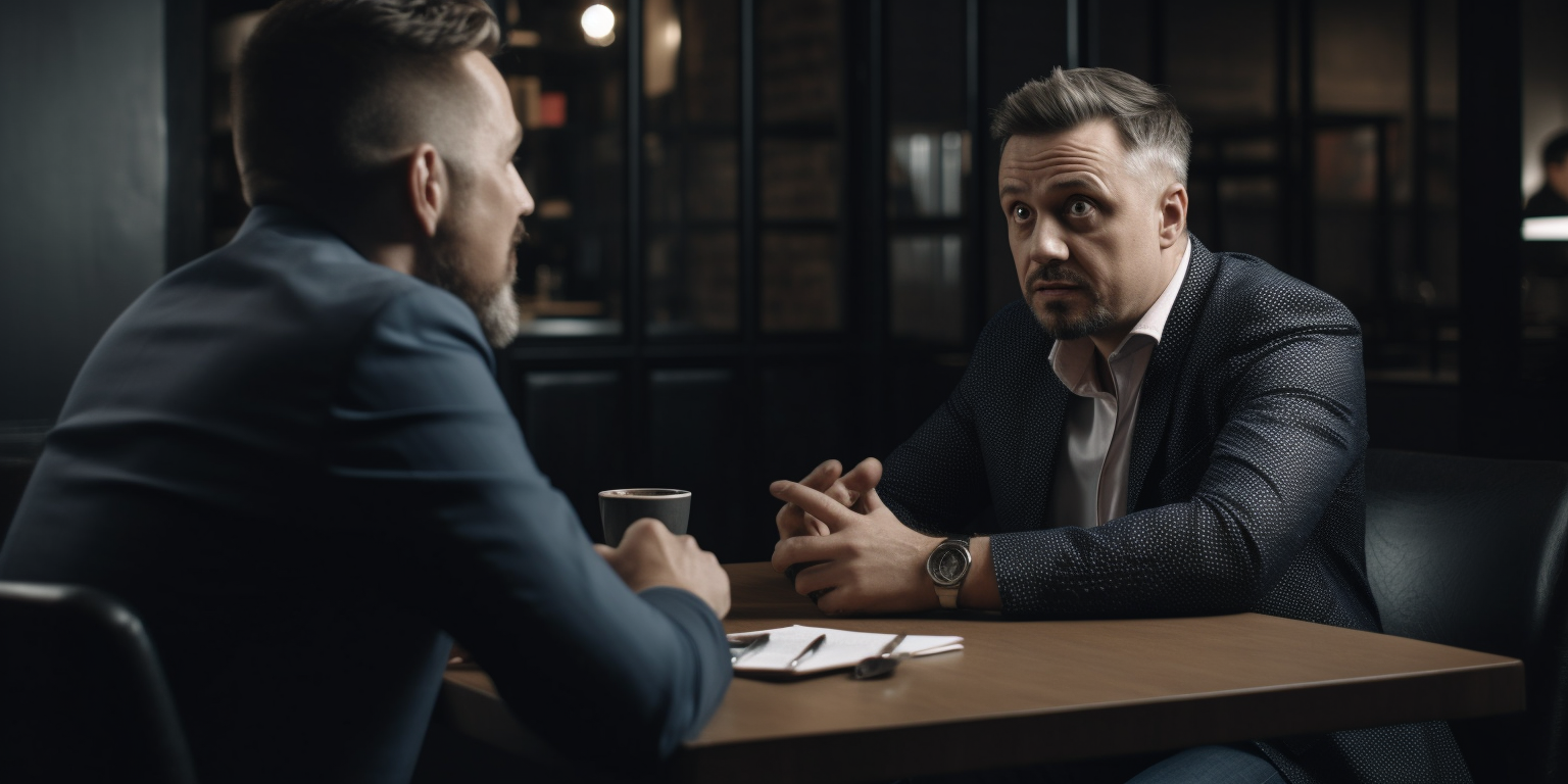Businessman talking to local business