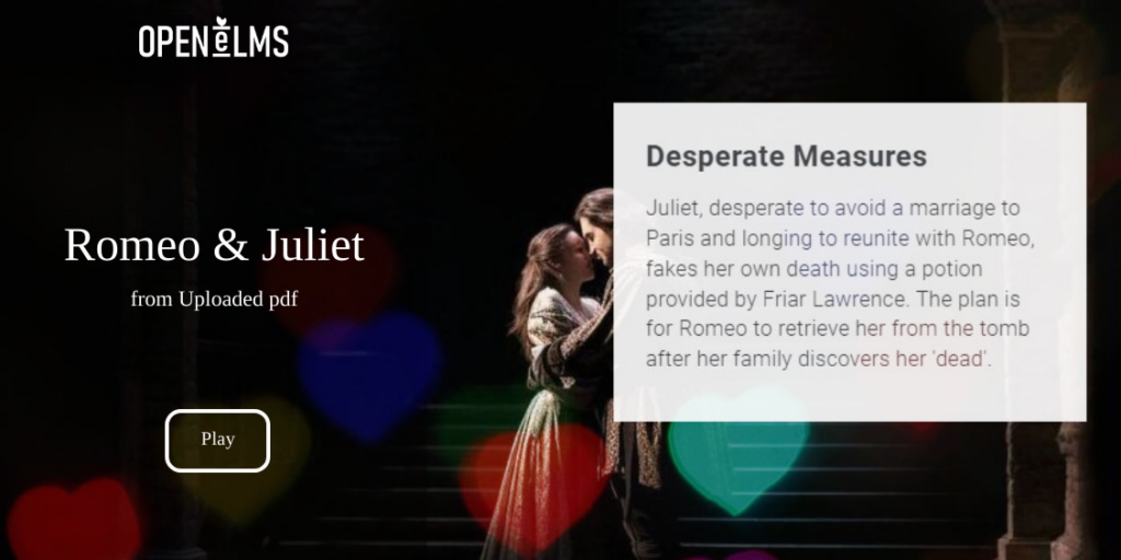 Romeo and Juliet eLearning created using AI